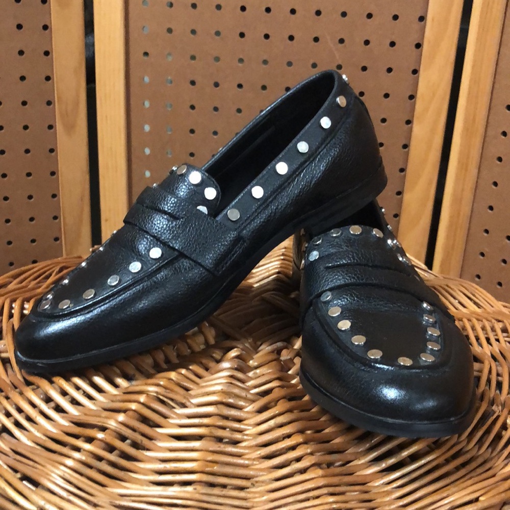 Steven By Steve Madden Black Studded Loafers